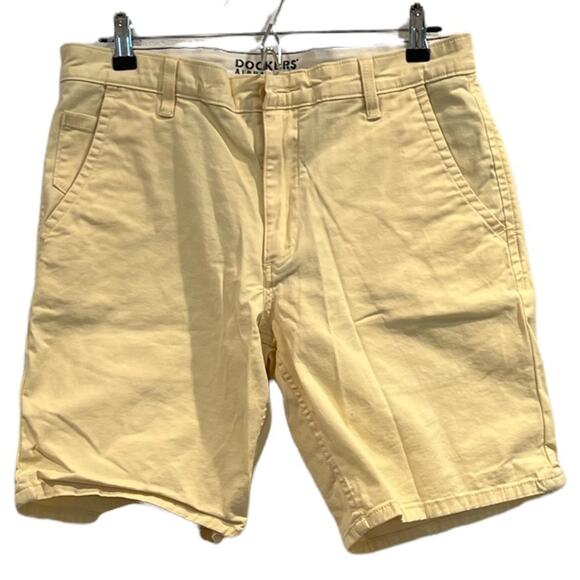Dockers Alpha Khaki Chino Shorts Men W32 Yellow Cotton Spring Resort Preppy Golf - Picture 1 of 7